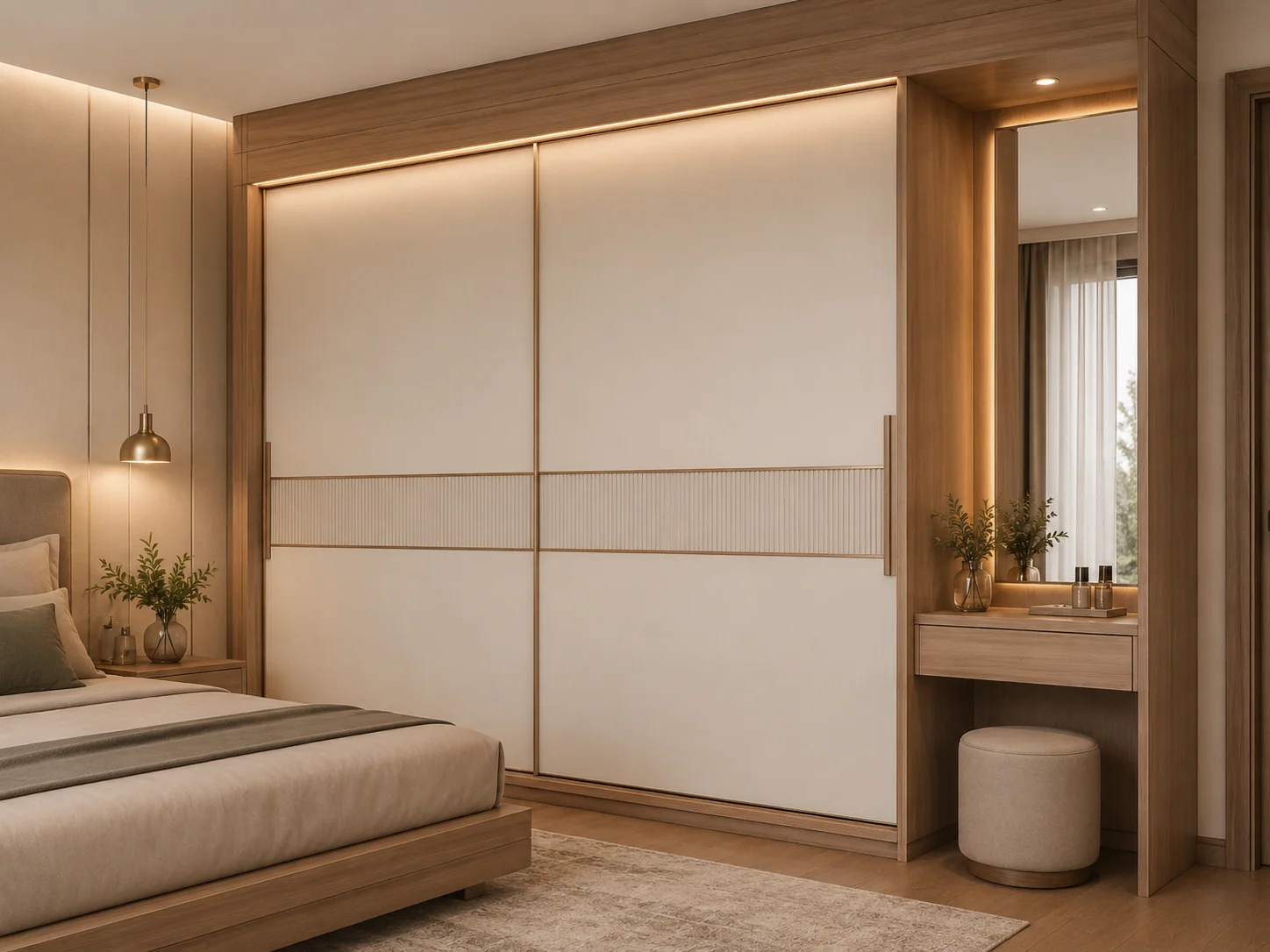 Sliding almirah for bedroom storage by Reedify Modulars Rohtak