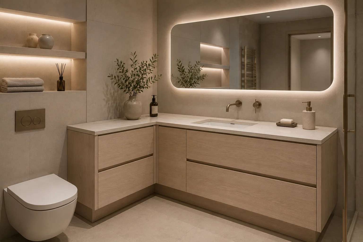 Corner bathroom vanity cabinet by Reedify Modulars Rohtak