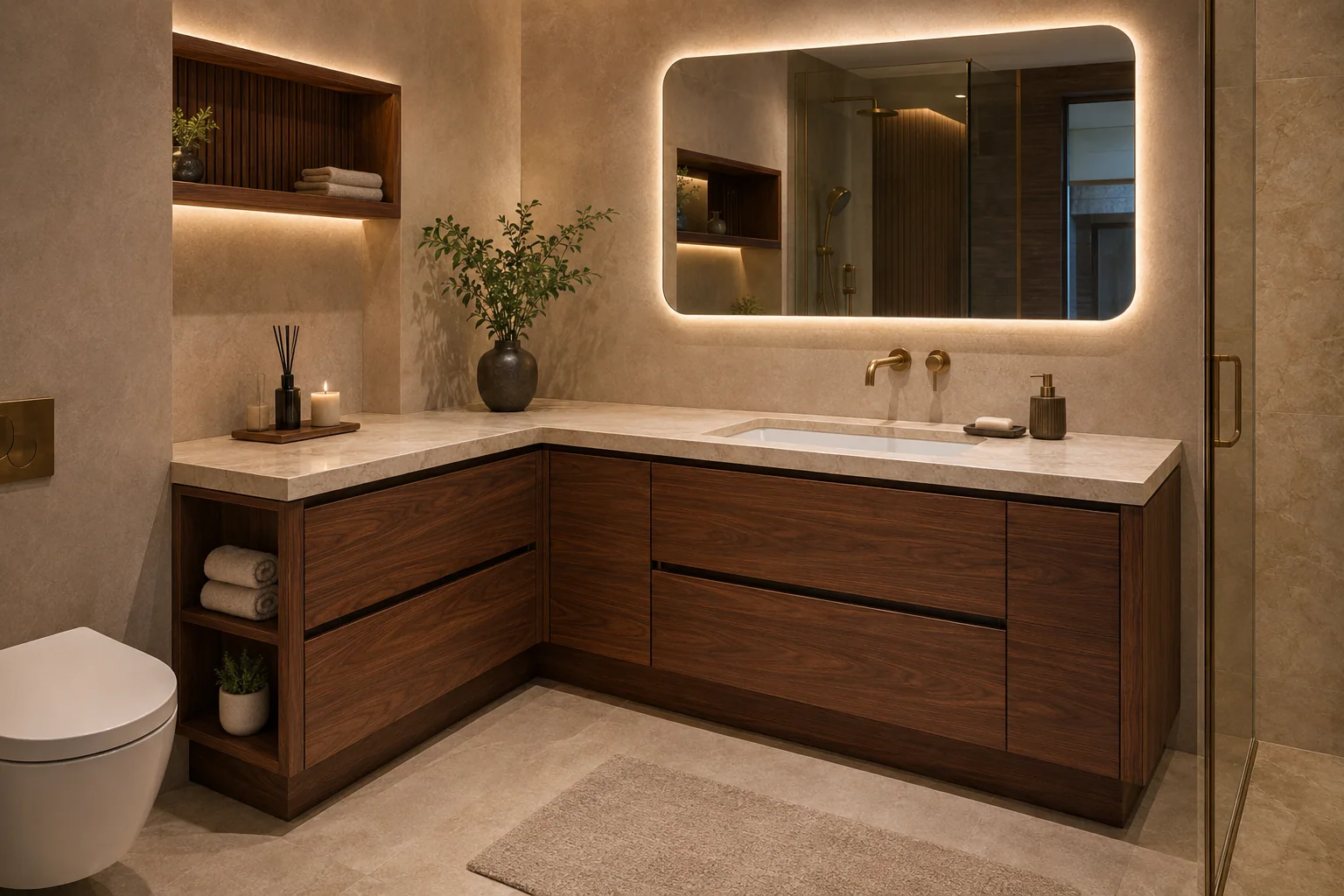 Corner bathroom vanity cabinet by Reedify Modulars Rohtak