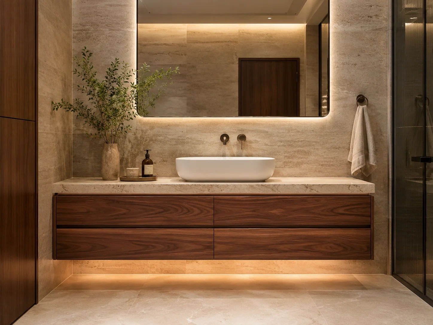 Floating bathroom vanity cabinet by Reedify Modulars Rohtak