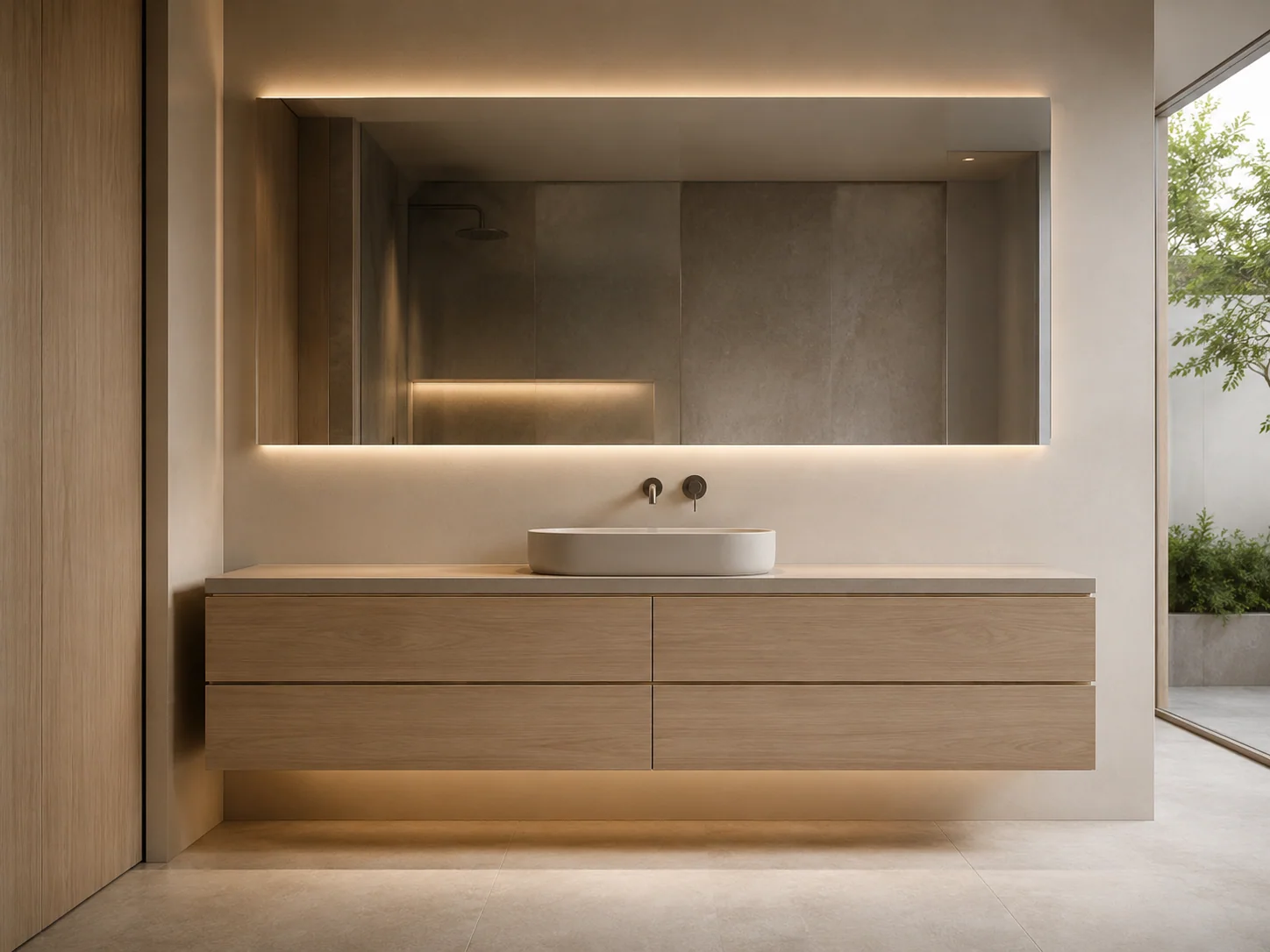 Floating bathroom vanity cabinet by Reedify Modulars Rohtak