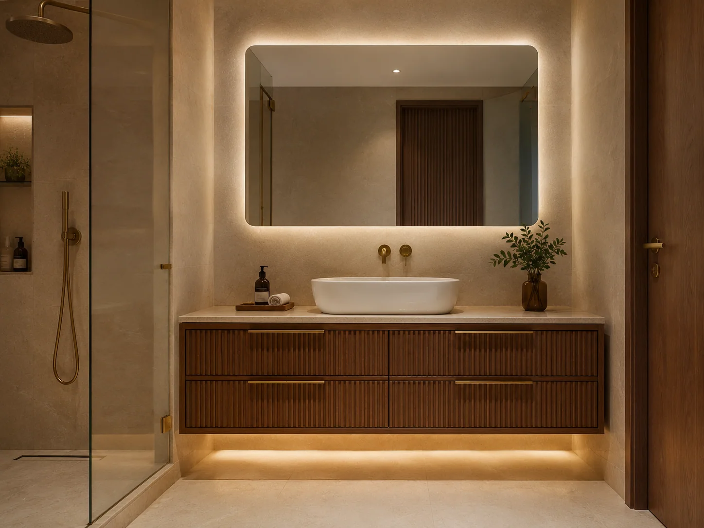 Floating bathroom vanity cabinet by Reedify Modulars Rohtak
