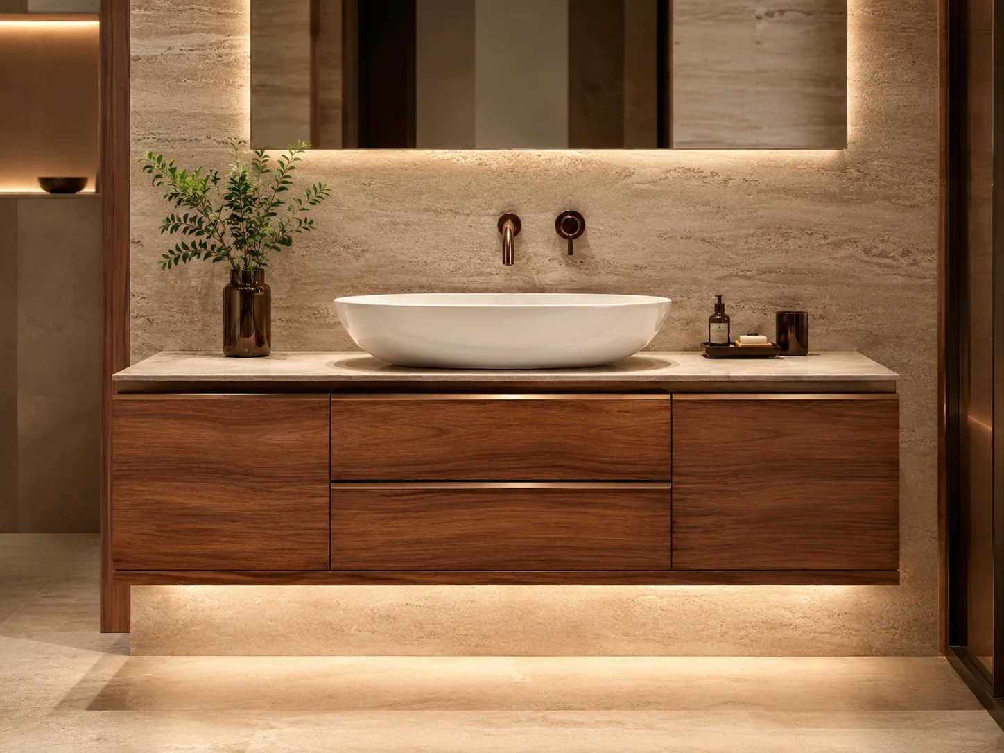 Floating bathroom vanity cabinet by Reedify Modulars Rohtak