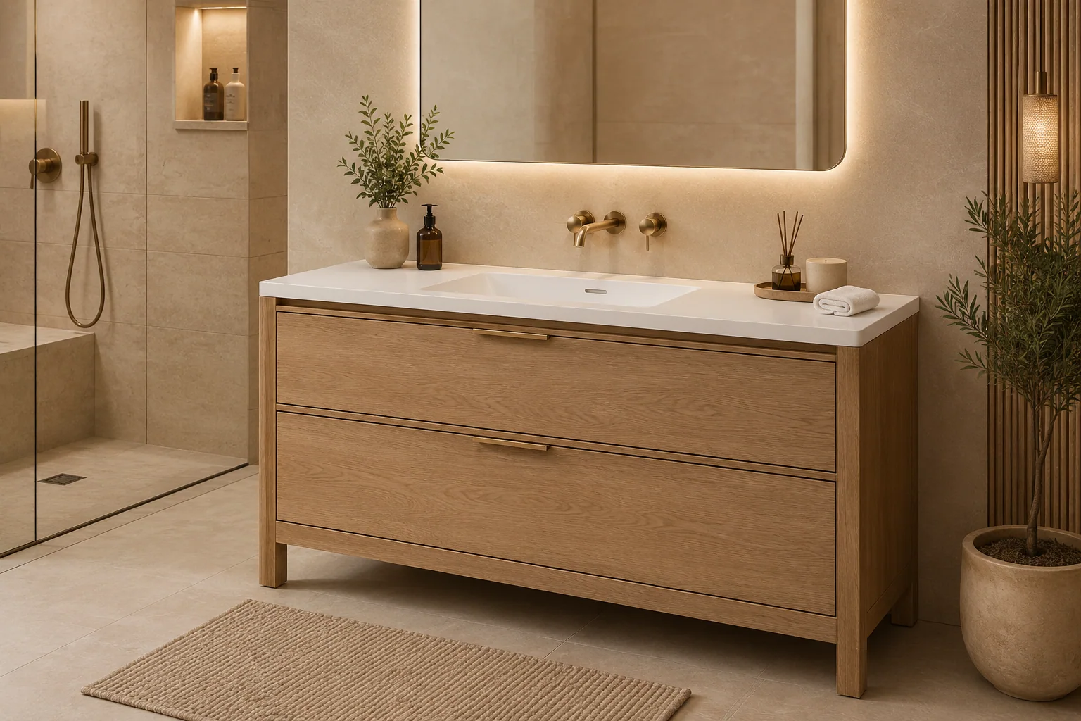 Freestanding bathroom vanity cabinet by Reedify Modulars Rohtak