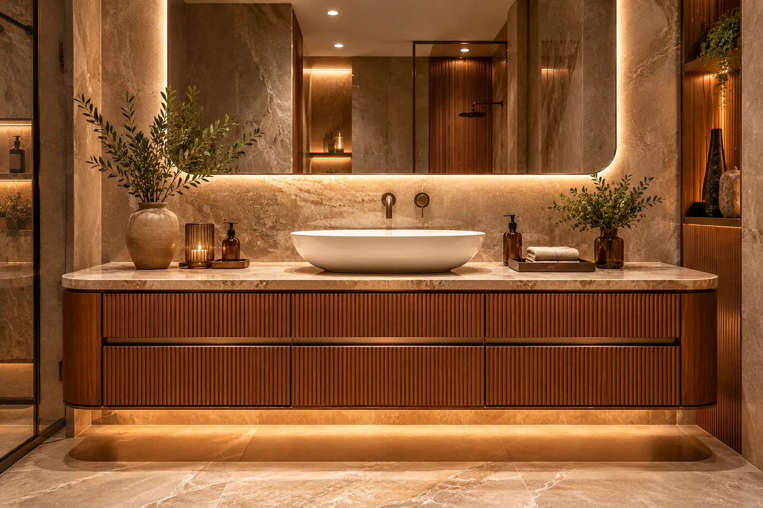 Luxury bathroom vanity cabinet by Reedify Modulars Rohtak