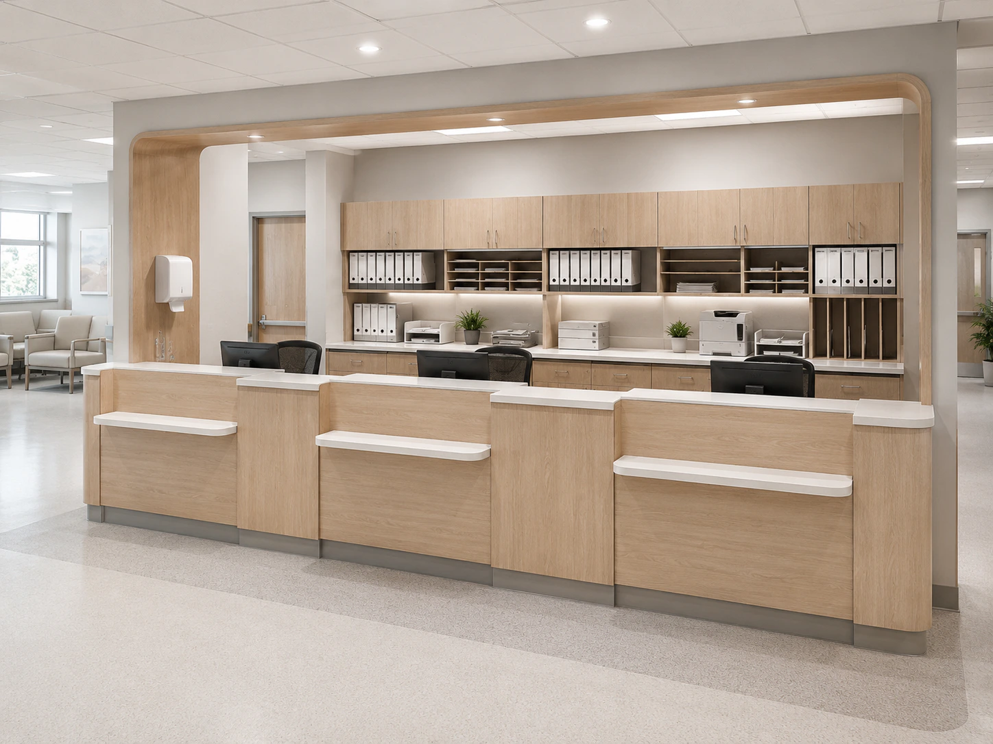 modular hospital reception and patient registration counter design 7 by Reedify Modulars