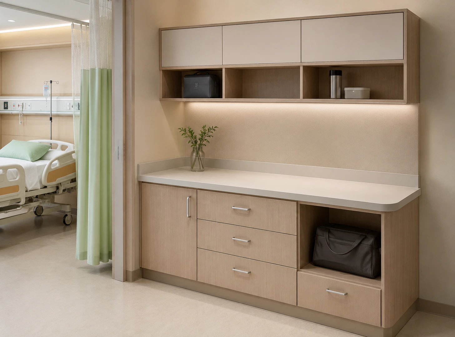 modular patient attendant and hospital guest room furniture design 2 by Reedify Modulars