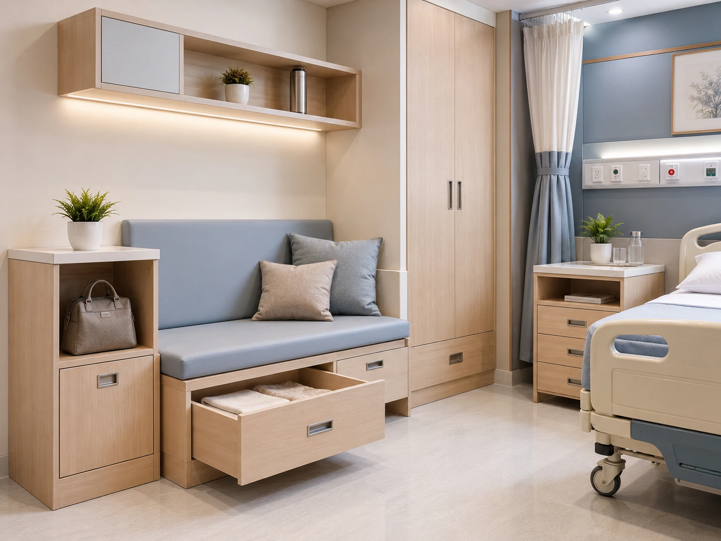 modular patient attendant and hospital guest room furniture design 9 by Reedify Modulars