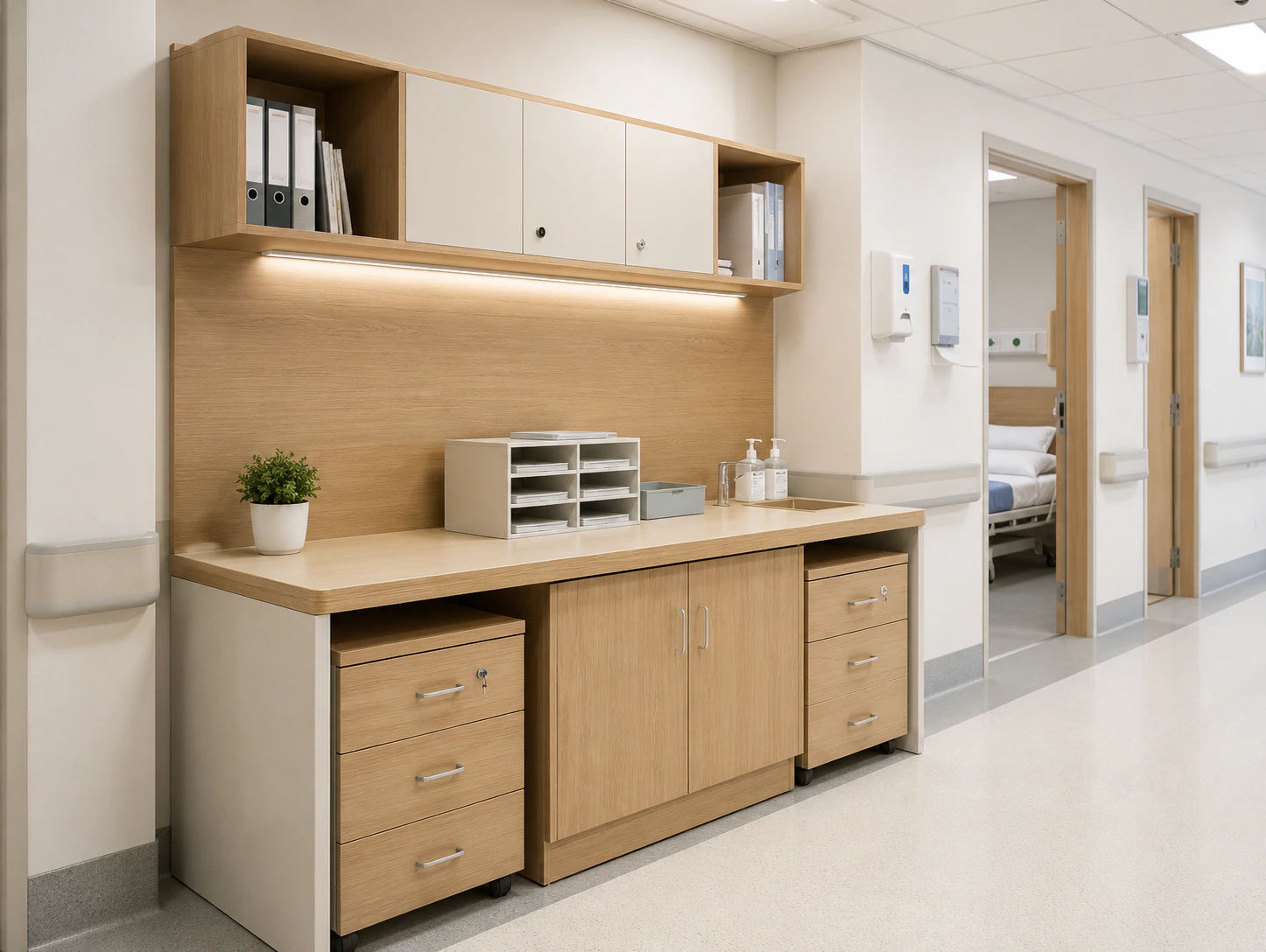 wooden modular nurse station furniture design 5 by Reedify Modulars