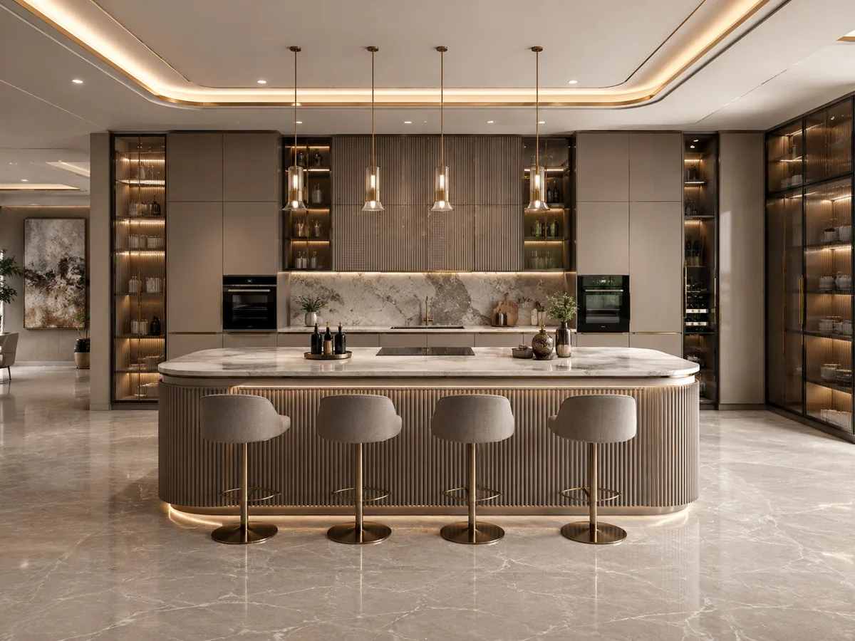Island Kitchen PU Paint Finish Reedify Rohtak