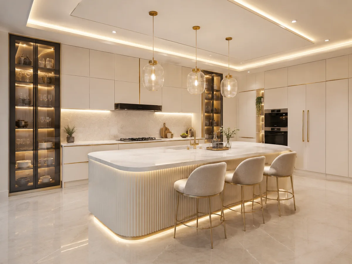 Island Kitchen Glass Shutters Design Reedify