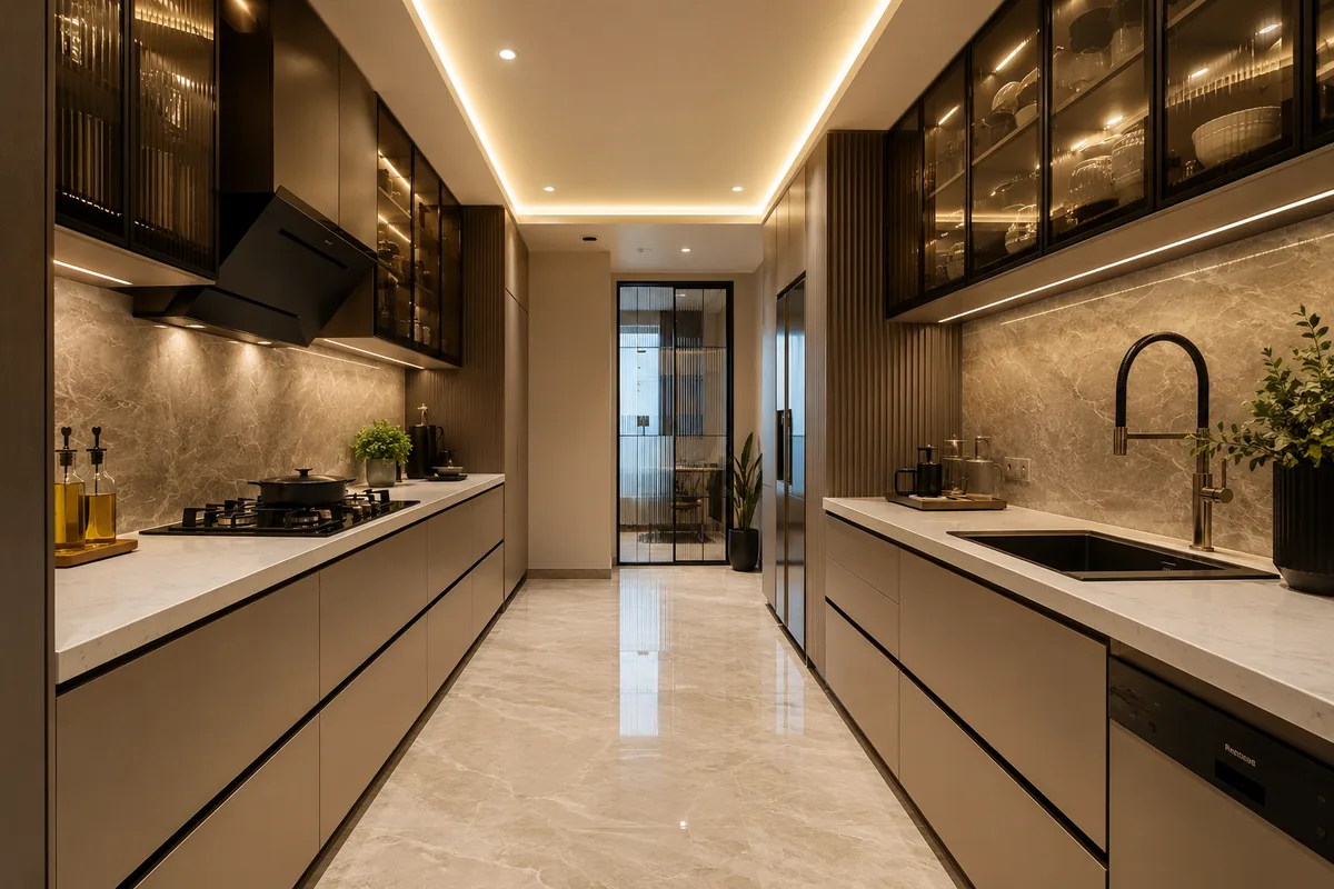 Parallel Kitchen Acrylic White Finish Reedify