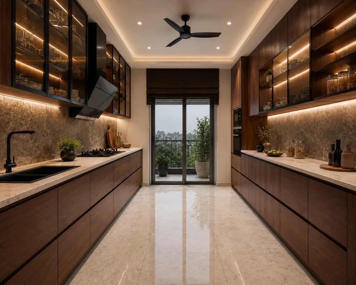 Parallel Kitchen Quartz Countertop Reedify Rohtak