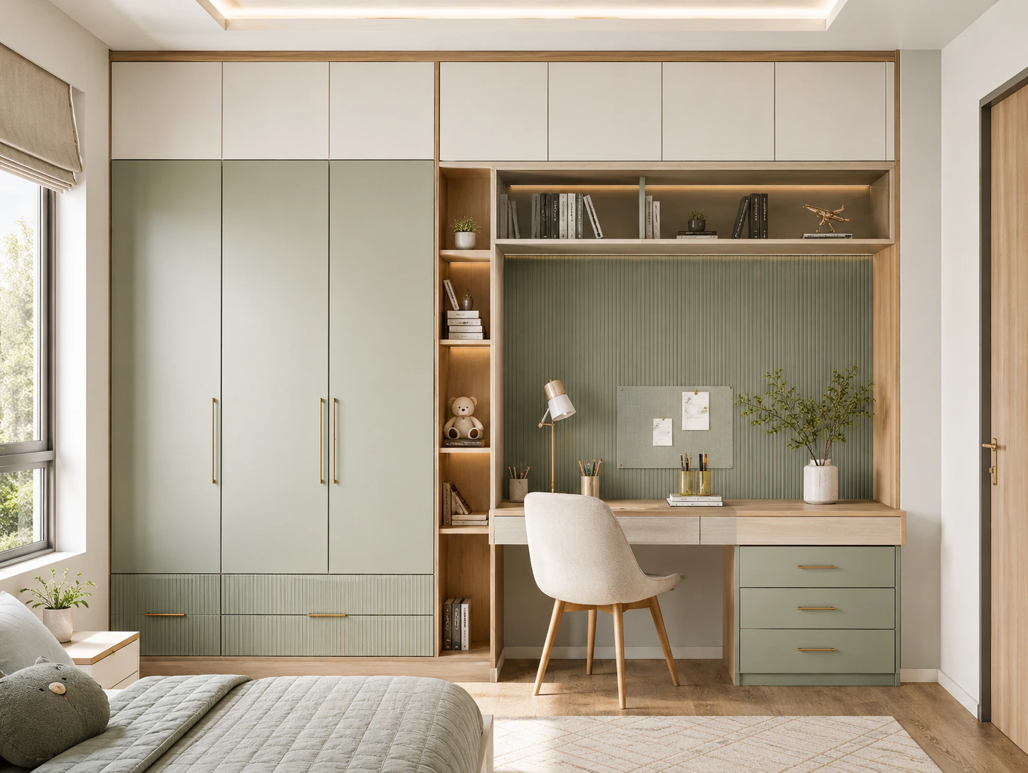 study table with wardrobe design 4 by Reedify Modulars