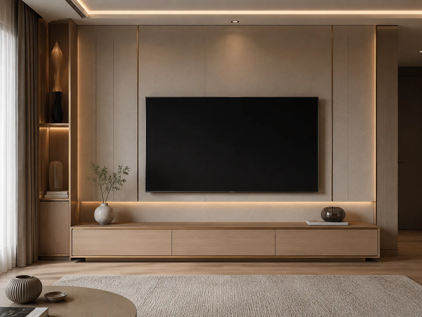 freestanding TV console table with storage