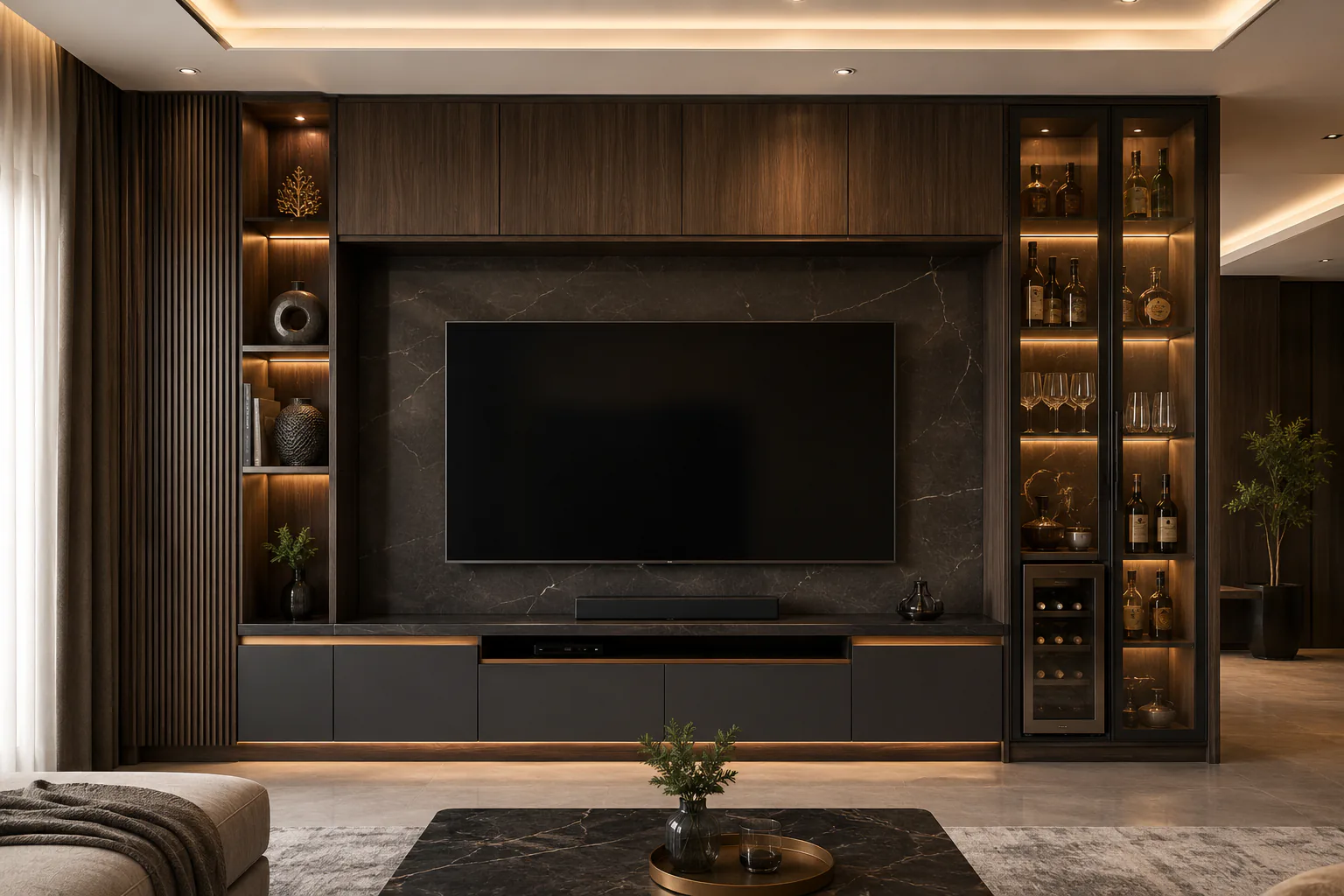 tv unit with bar cabinet by Reedify Modulars Rohtak