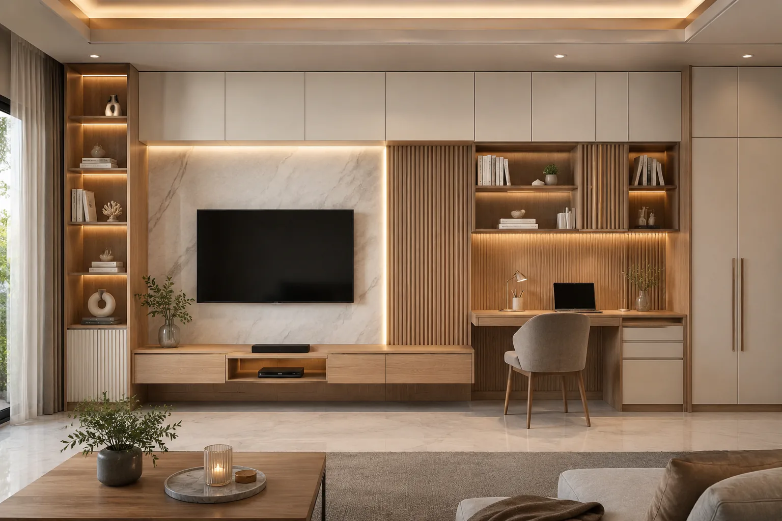 TV unit with study corner by Reedify Modulars