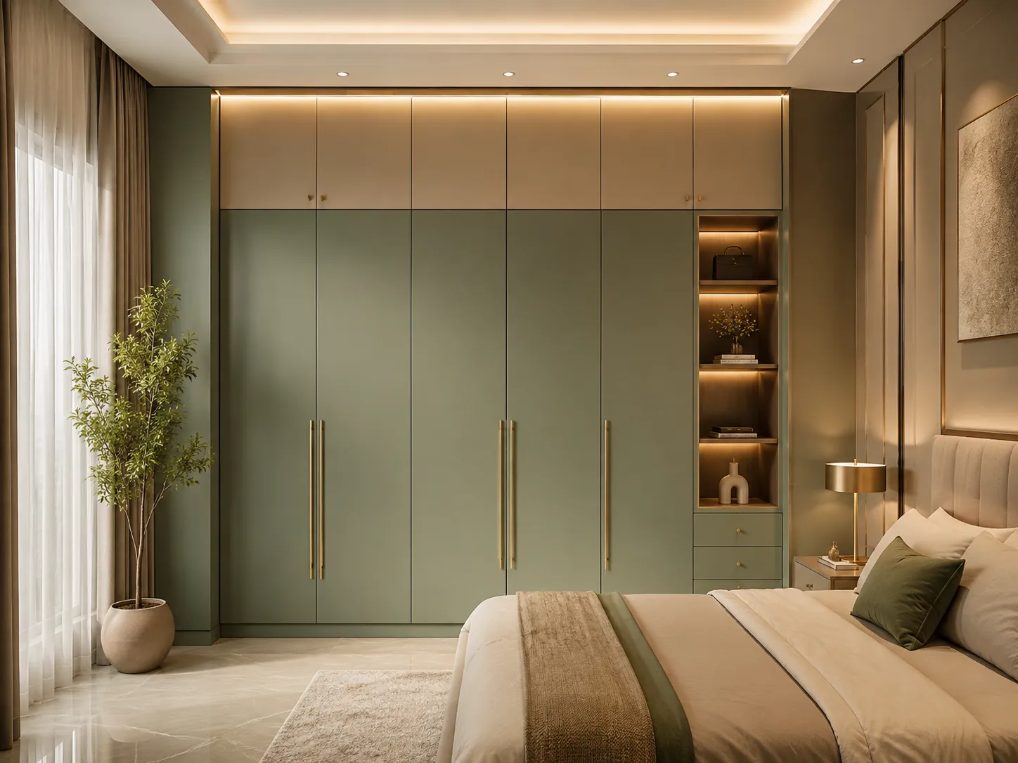 Hinged wardrobe with soft-close hinges
