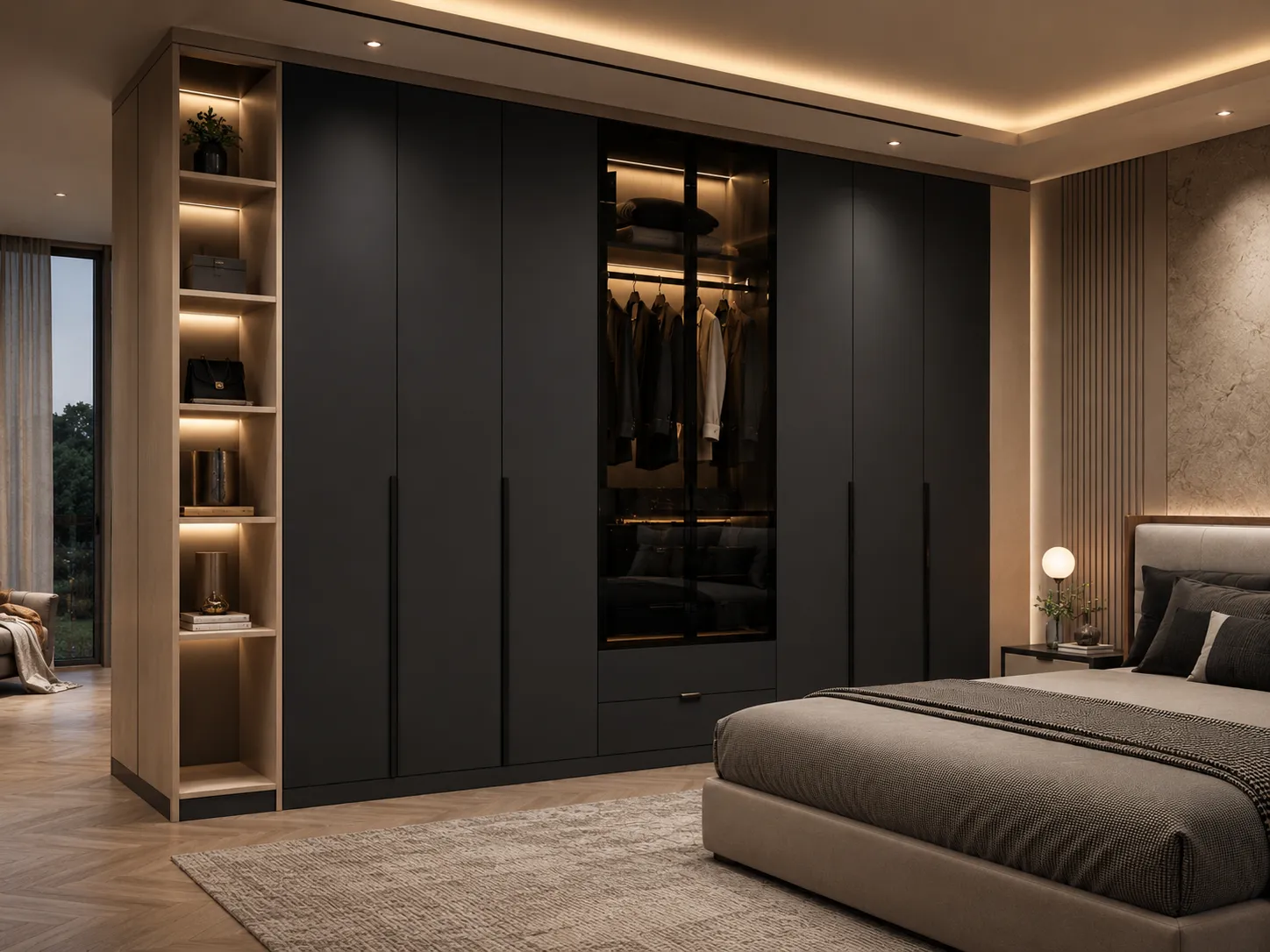 Hinged wardrobe acrylic finish