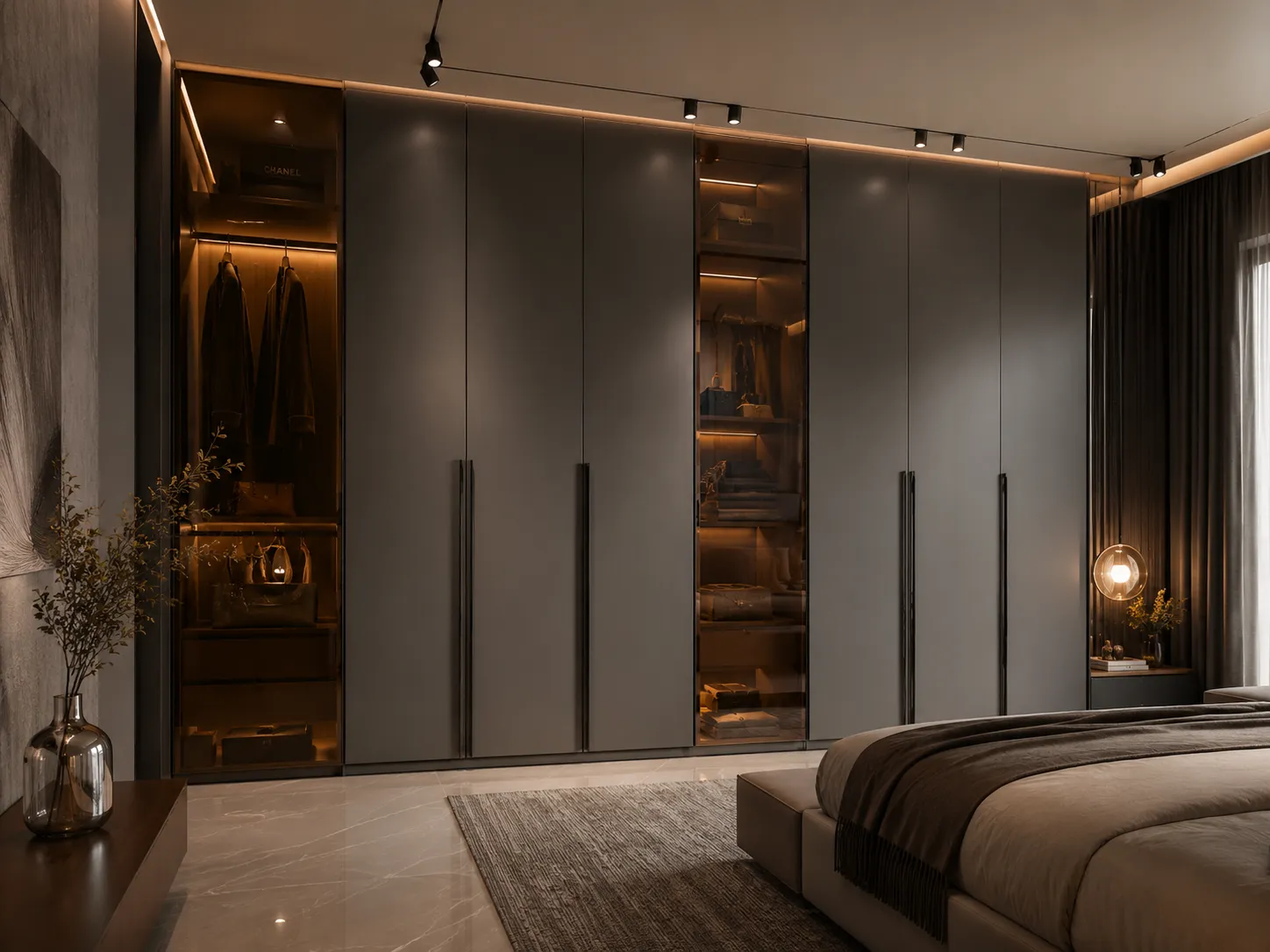 Hinged wardrobe with mirror shutter
