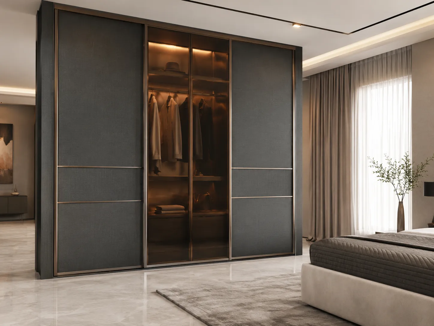 Master bedroom wardrobe with modular storage layout