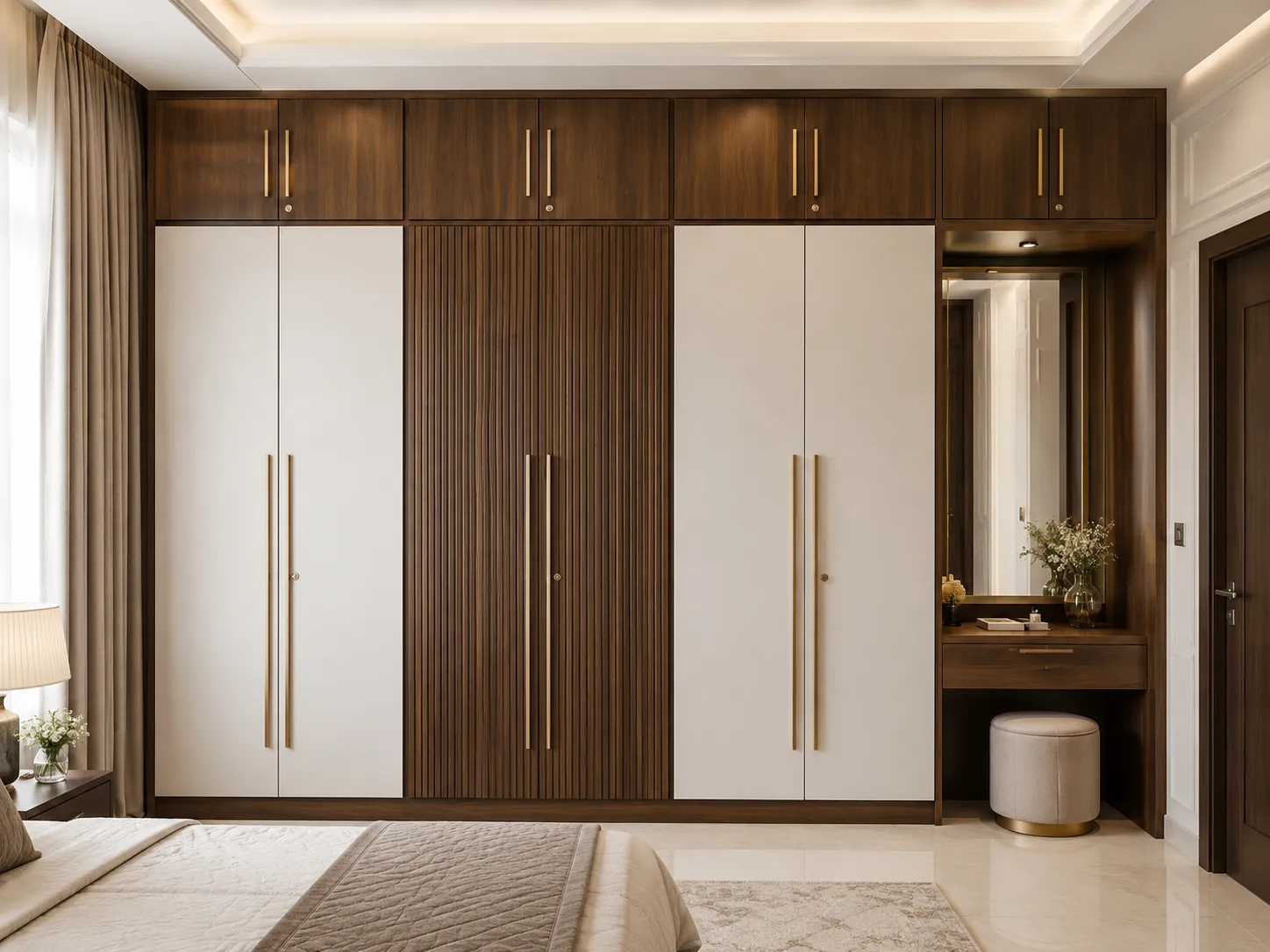 Integrated wardrobe and dressing table unit