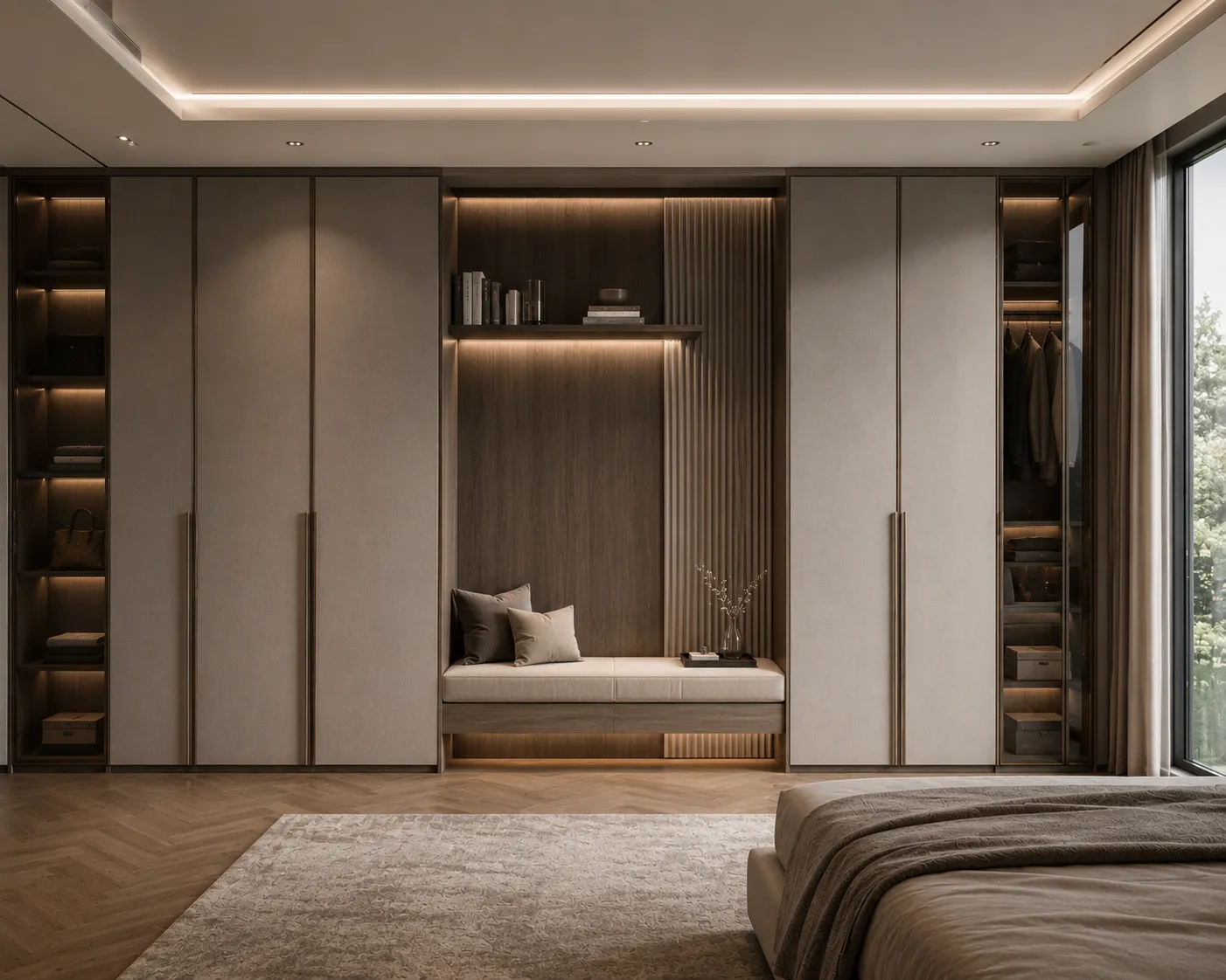 Walk-in wardrobe with sitting corner