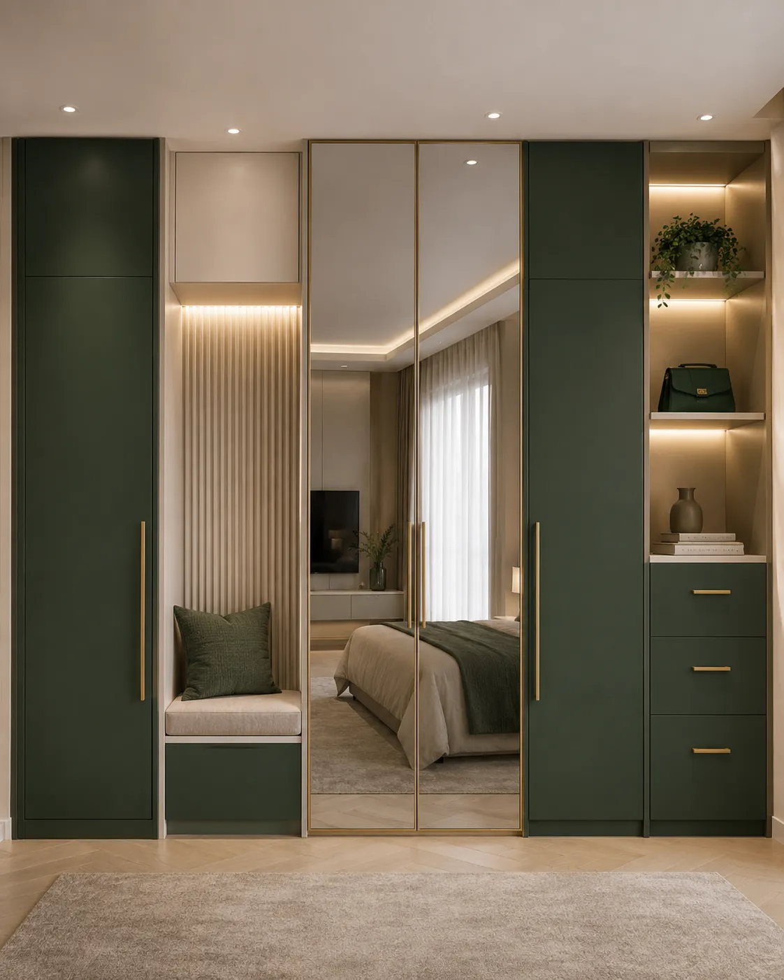 Walk-in wardrobe sitting lounge area