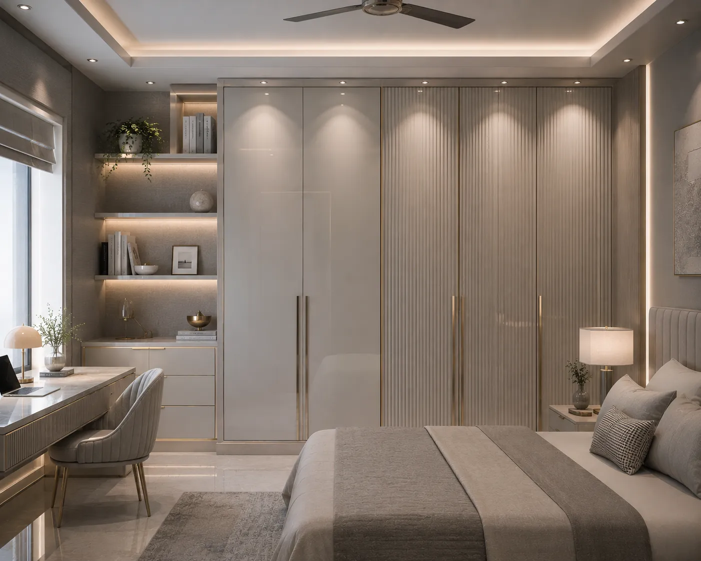 Wardrobe and study unit combo